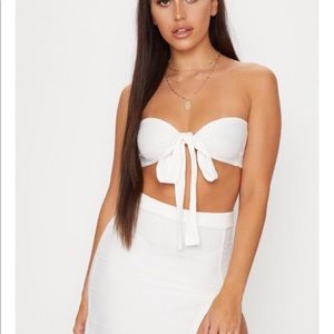 White bandage tie front bandeau top